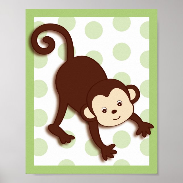 Pop Mod Monkey Jungle Nursery Wall Art Print 8X10 (Front)