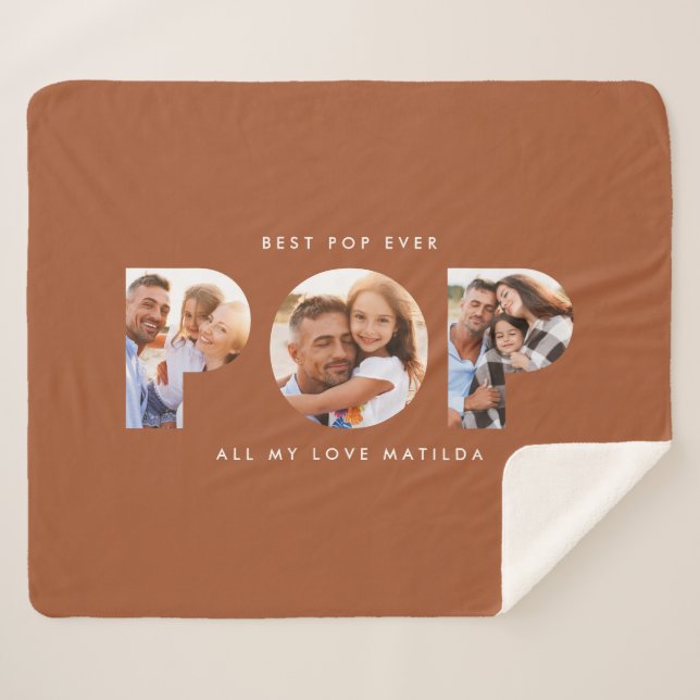 Pop multi photo modern elegant terracotta gift fle sherpa blanket (Front (Horizontal))