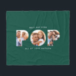 Pop multi photo modern typography elegant green fl fleece blanket<br><div class="desc">Pop multi photo modern contemporary elegant typography child gift. Ideal fathers day,  birthday or christmas gift. Green colour can be changed.</div>