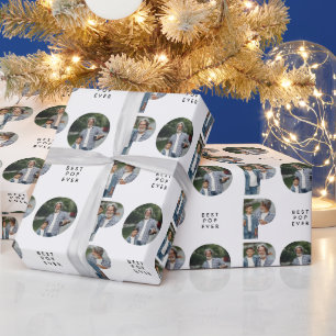 Pop multi photo modern typography elegant wrapping paper