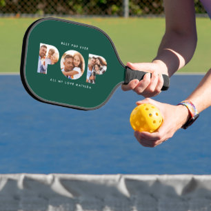 Pop multi photo modern typography green pickleball paddle