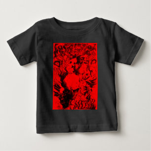 Pop Musician Portraits in Vibrant Red Colours Art Baby T-Shirt