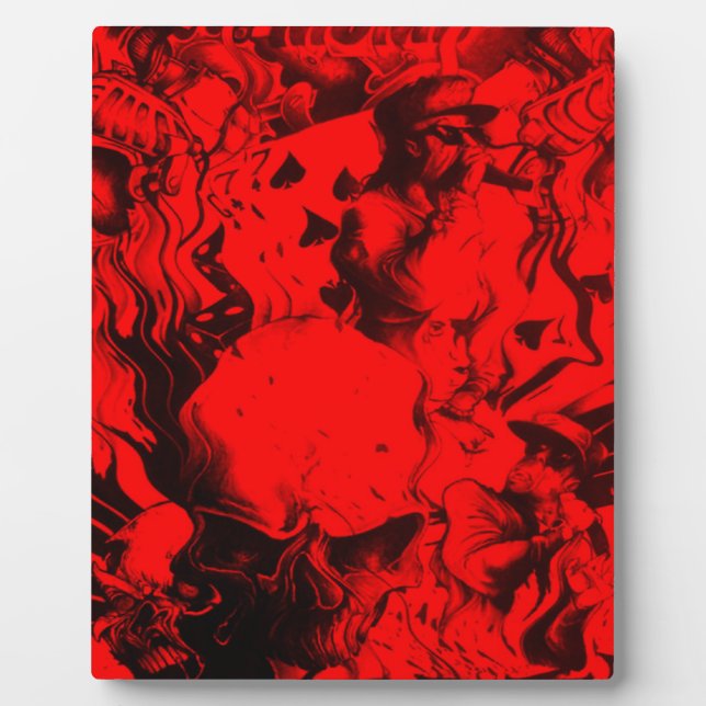 Pop Musician Portraits in Vibrant Red Colours Art  Plaque (Front)