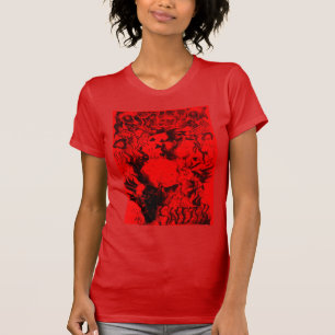 Pop Musician Portraits in Vibrant Red Colours Art T-Shirt