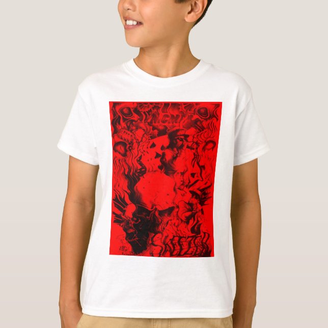 Pop Musician Portraits in Vibrant Red Colours Art  T-Shirt (Front)