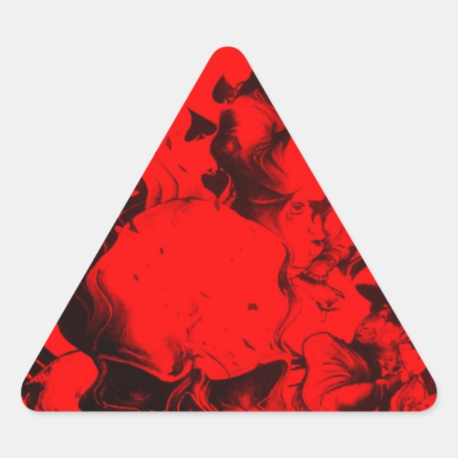 Pop Musician Portraits in Vibrant Red Colours Art  Triangle Sticker (Front)