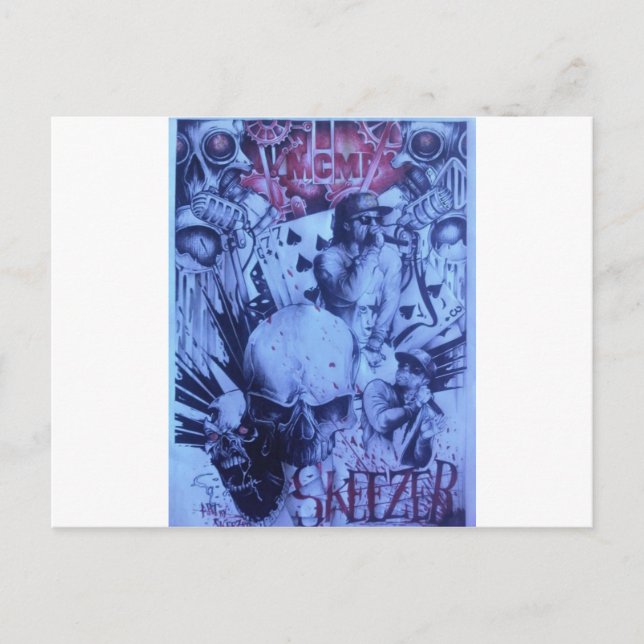 Pop Musicians Blue Purple Art Print Postcard (Front)