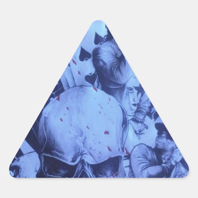Pop Musicians Blue Purple Art Print Triangle Sticker (Front)