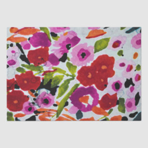 Pop of Bold Colour Inky Watercolor Flowers Wedding Tissue Paper