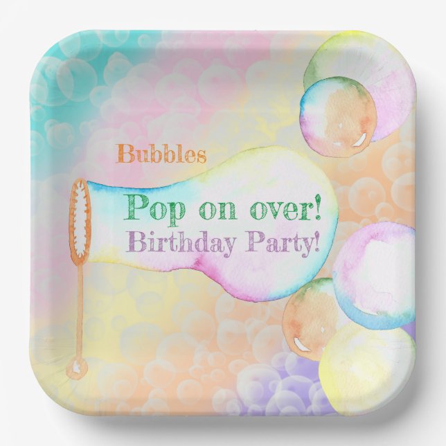 Pop On Over Kids Birthday Party Paper Plate (Front)