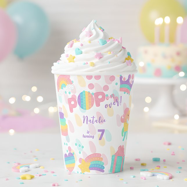 Pop on over! Pastel pop it birthday bubbles Paper Cups (Creator Uploaded)