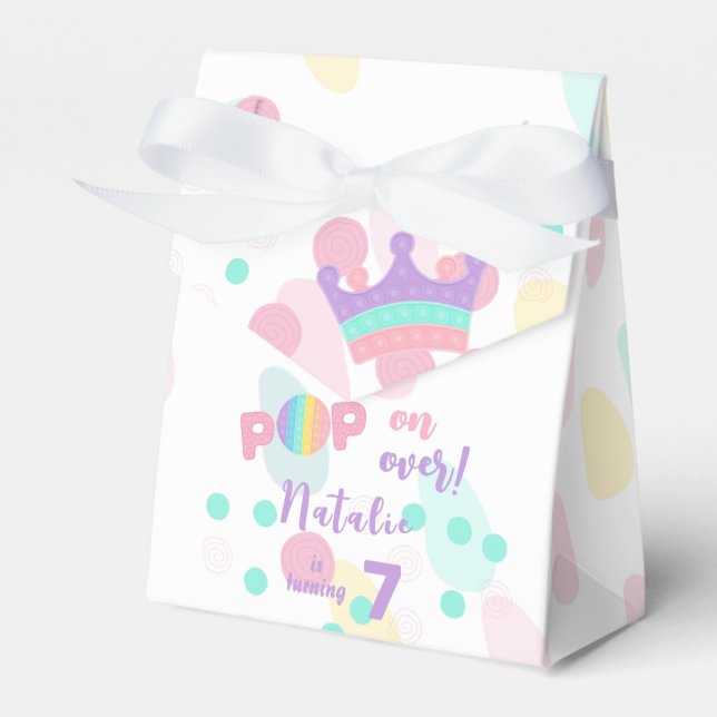 Pop on over! Pastel pop it birthday kid Favour Box (Front Side)