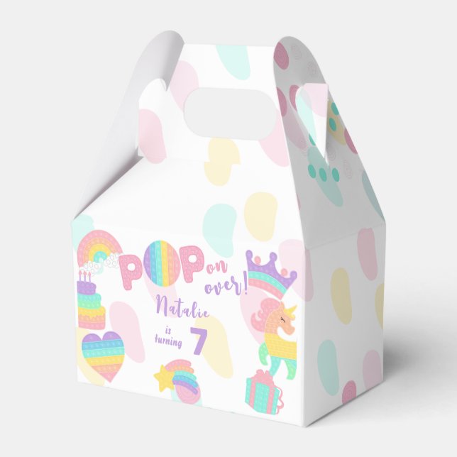Pop on over! Pastel pop it birthday kid Favour Box (Front Side)