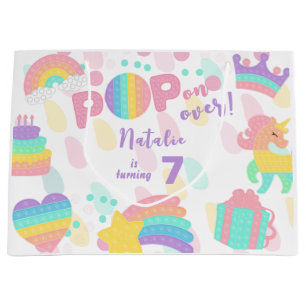 Pop on over! Pastel pop it birthday kid Large Gift Bag