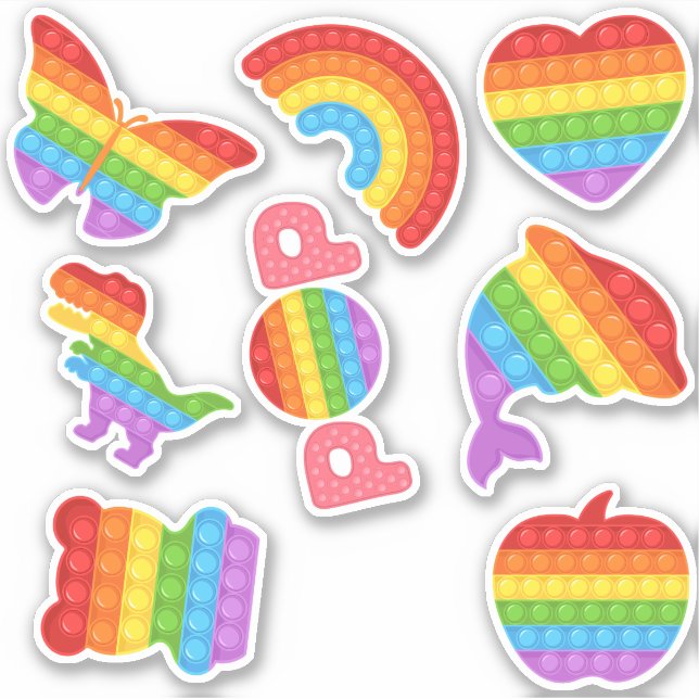 Pop on over! Pastel pop it kids sticker pack (Front)
