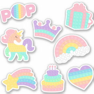 Pop on over! pop it kid for girl sticker pack