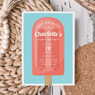 Pop On Over Popsicle Summer Kids Birthday Party Invitation