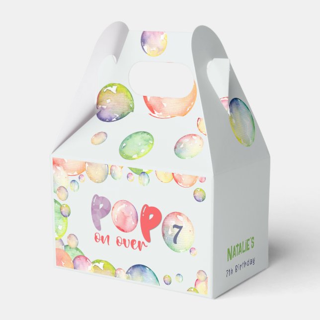 Pop on over! Soap bubbles birthday kid Favour Box (Front Side)