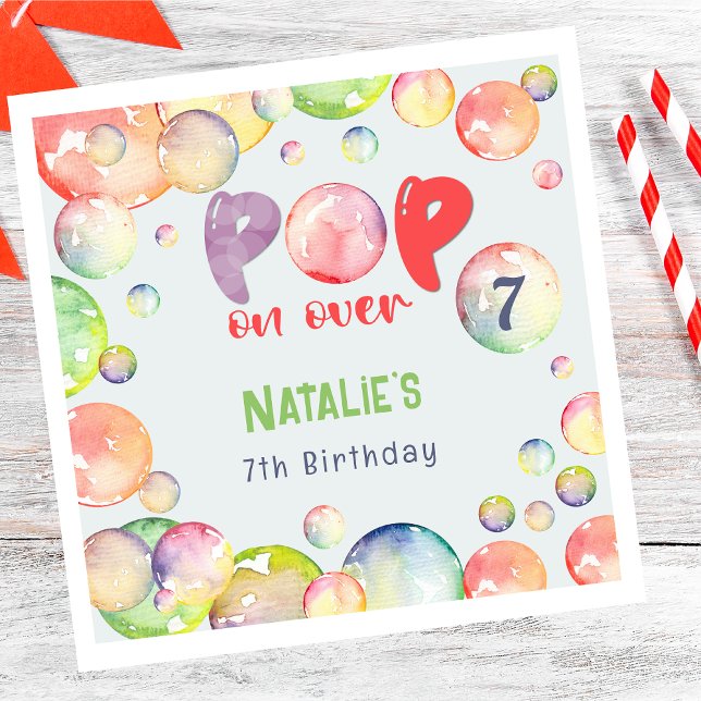 Pop on over! Soap bubbles birthday kid Napkin (Creator Uploaded)