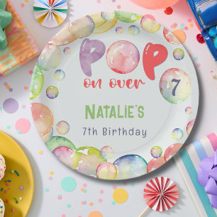 Pop on over! Soap bubbles birthday kid Paper Plate