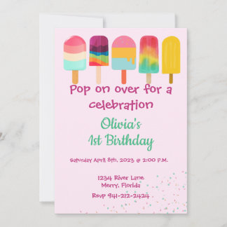 Pop on Over Summer Theme Birthday Invitation