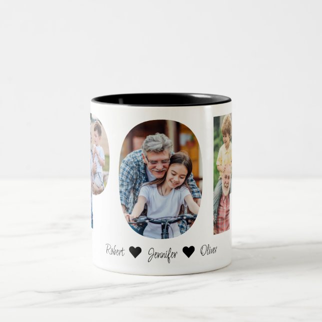 Pop Photo Collage | Grandpa Father's Day Gift Two-Tone Coffee Mug (Center)