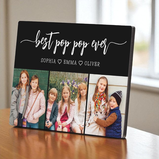 Pop Pop Best Grandpa Grandchildren Photo Collage Plaque (Creator Uploaded)