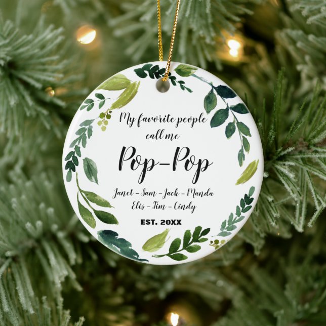 Pop Pop Christmas Ornament Grandparent Ornament (Tree)