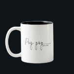 Pop pop Established | Grandpa Gift  Two-Tone Coffee Mug<br><div class="desc">This mug features the text pop pop in a beautiful script with "est" and the year! This would make a perfect gift for her for father's day, Christmas, birthday, or the perfect pregnancy announcement for that unexpected surprise that the soon to be pop can use forever! Change the colour of...</div>