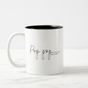 Pop pop Established   Grandpa Gift  Two-Tone Coffee Mug