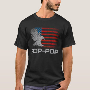Pop Pop Grandfather American Flag Patriotic Eagle  T-Shirt
