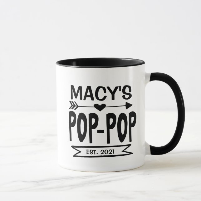 Pop Pop Mug with Grandchild's Name and Year (Right)
