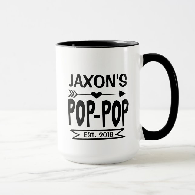 Pop Pop Mug with Grandchild's Name & Birth Year (Right)