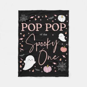 Pop Pop Of The Spooky One Girl First Birthday Pink Fleece Blanket