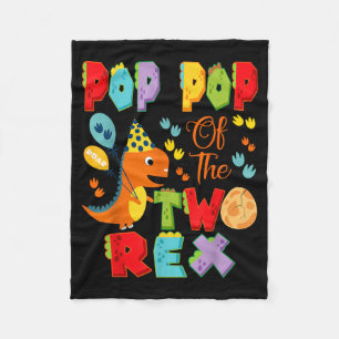 Pop Pop of The Two Rex 2nd Birthday Boy Dinosaur Fleece Blanket