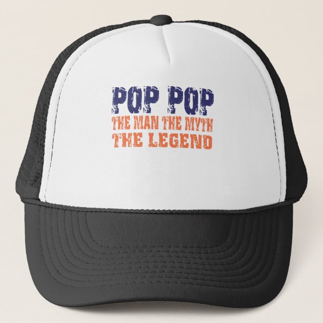 Pop Pop (Orange Blue) Trucker Hat (Front)