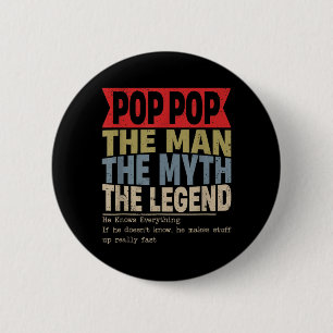 Pop Pop Retro Fathers Day 6 Cm Round Badge