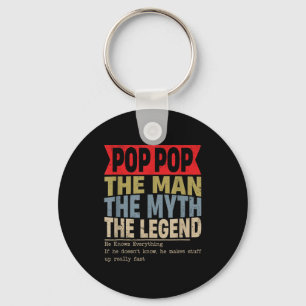 Pop pop the man the myth the legend retro father's key ring