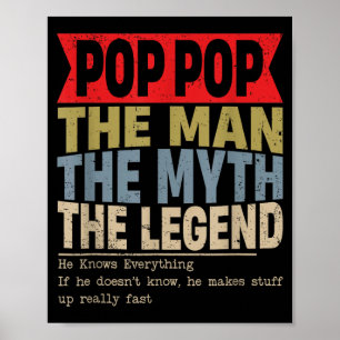Pop pop the man the myth the legend retro father's poster
