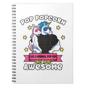 Pop Popcorn 1 Kid Father's Day Pop Pop Unicorn Gra Notebook