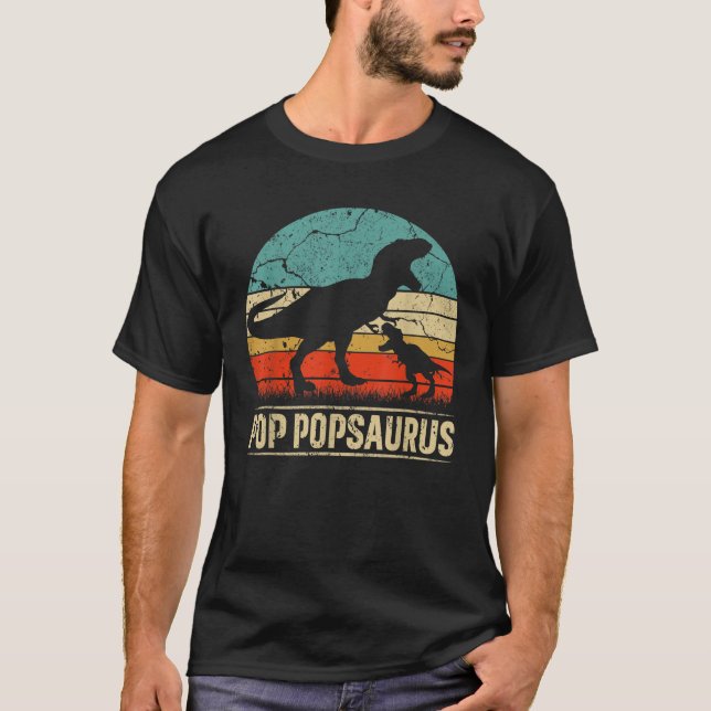 Pop Popsaurus T Rex Dinosaur Pop Pop Saurus Family T-Shirt (Front)