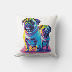Pop Pugs in Pink Cushion