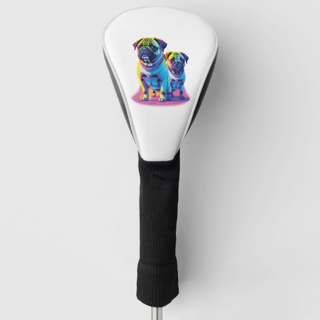 Pop Pugs in Pink  Golf Head Cover (Front)