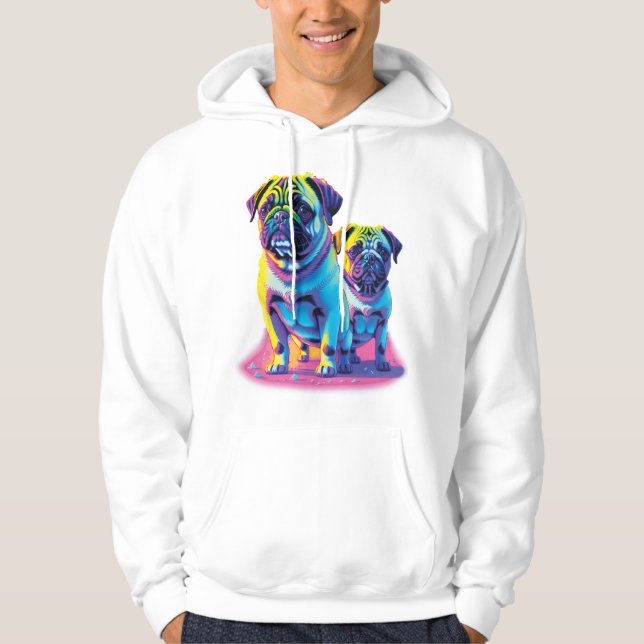 Pop Pugs in Pink  Hoodie (Front)