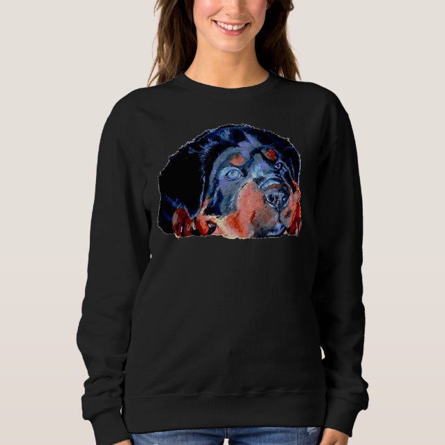 Pop Rottweiler Puppy Isolated Sweatshirt (Front)