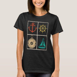 Pop Sail Boat Compass Sailor Anchor Nautical Saili T-Shirt