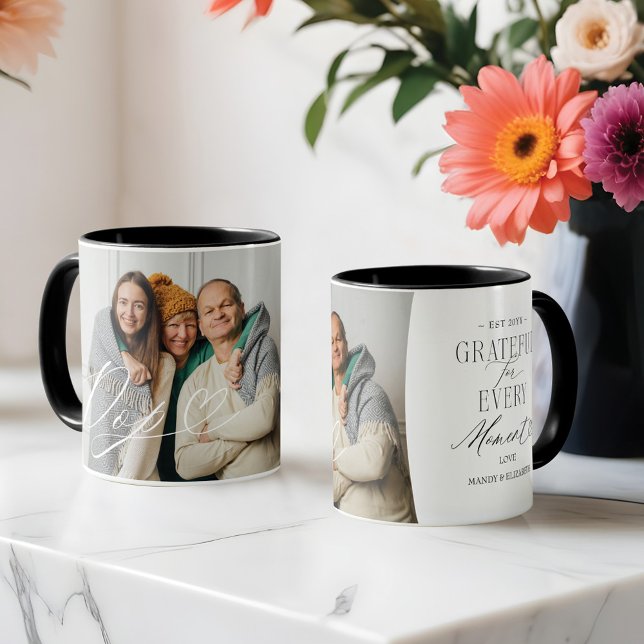 Pop Script Heart Grateful for Every Moment Photo Mug (Pop Script Heart Grateful for Every Moment Photo Mug)