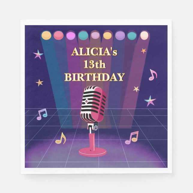 Pop singer Karaoke stars birthday teenager Napkin (Front)