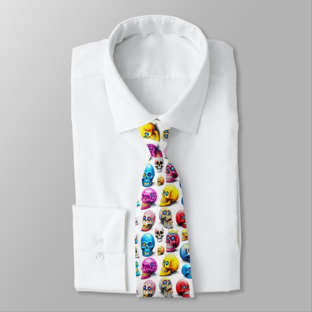 Pop Skulls Tie Halloween Style (Tied)