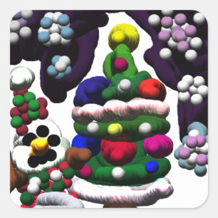 Pop Snowman Christmas Square Sticker